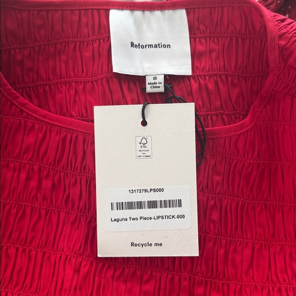 Reformation Laguna Two Piece Red - Size 0 - Picture 5 of 8